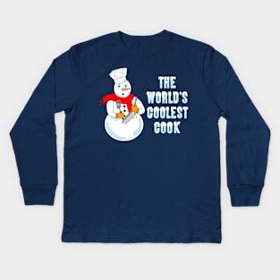 World's Coolest Cook Funny Snowman Kids Long Sleeve T-Shirt